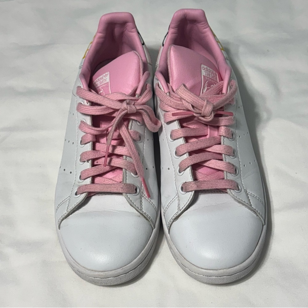 Adidas Stan Smith Womens Size 8.5 Doodles Flower Earth Globe White Pink - Picture 7 of 14
